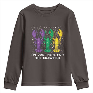Carnival Mardi Gras Youth Sweatshirt I'm Just Here For The Crawfish TS10 Dark Chocolate Print Your Wear