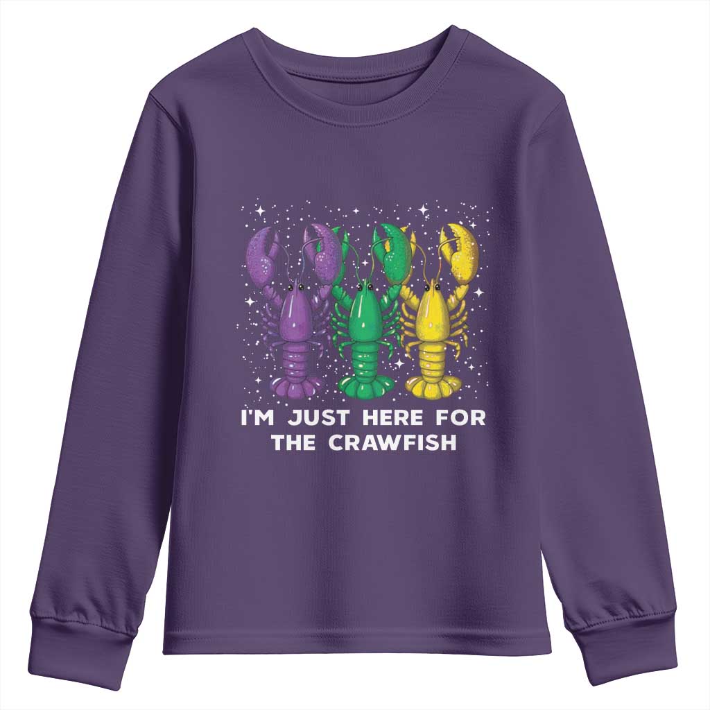 Carnival Mardi Gras Youth Sweatshirt I'm Just Here For The Crawfish TS10 Purple Print Your Wear