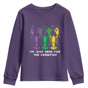 Carnival Mardi Gras Youth Sweatshirt I'm Just Here For The Crawfish TS10 Purple Print Your Wear