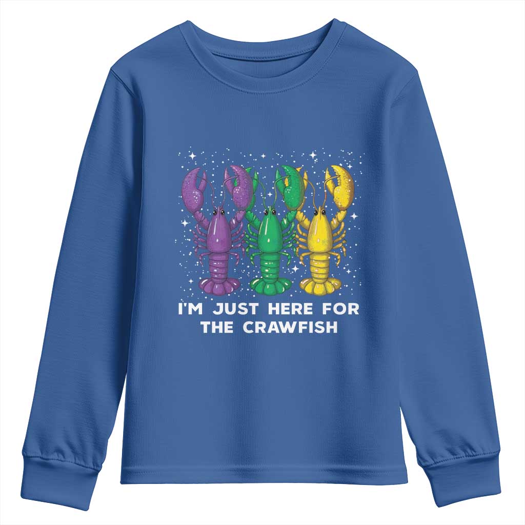 Carnival Mardi Gras Youth Sweatshirt I'm Just Here For The Crawfish TS10 Royal Blue Print Your Wear