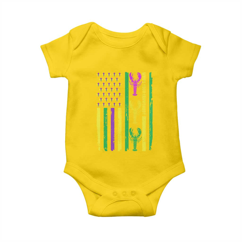 Funny Mardi Gras Crawfish Baby Onesie Whos Your Crawdaddy USA American Flag Carnival TS10 Daisy Print Your Wear