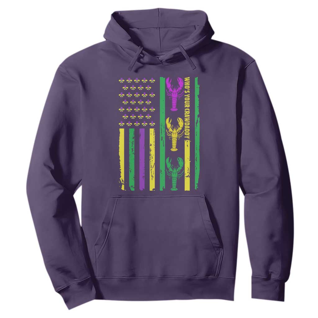 Funny Mardi Gras Crawfish Hoodie Whos Your Crawdaddy USA American Flag Carnival TS10 Purple Print Your Wear