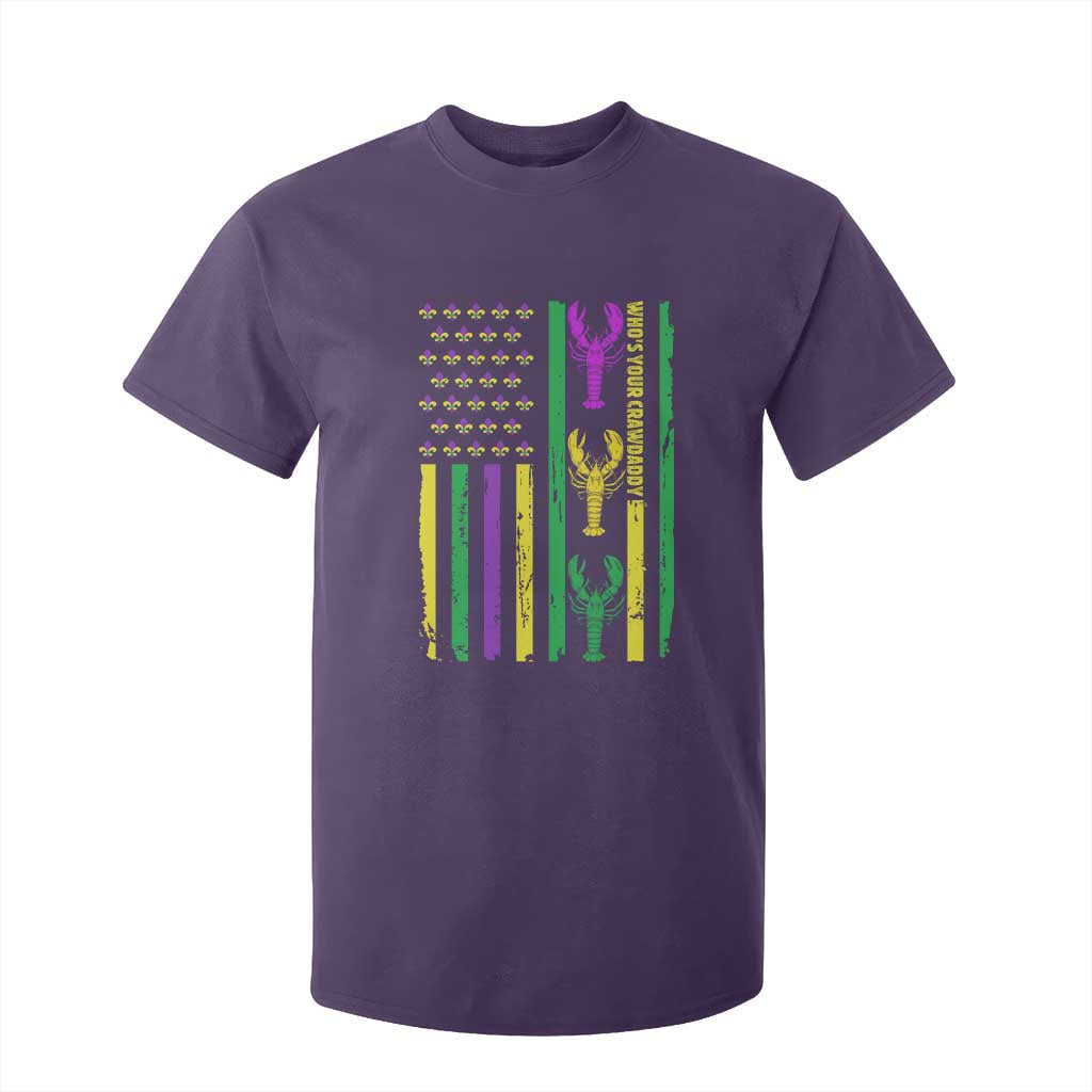 Funny Mardi Gras Crawfish T Shirt For Kid Whos Your Crawdaddy USA American Flag Carnival TS10 Purple Print Your Wear