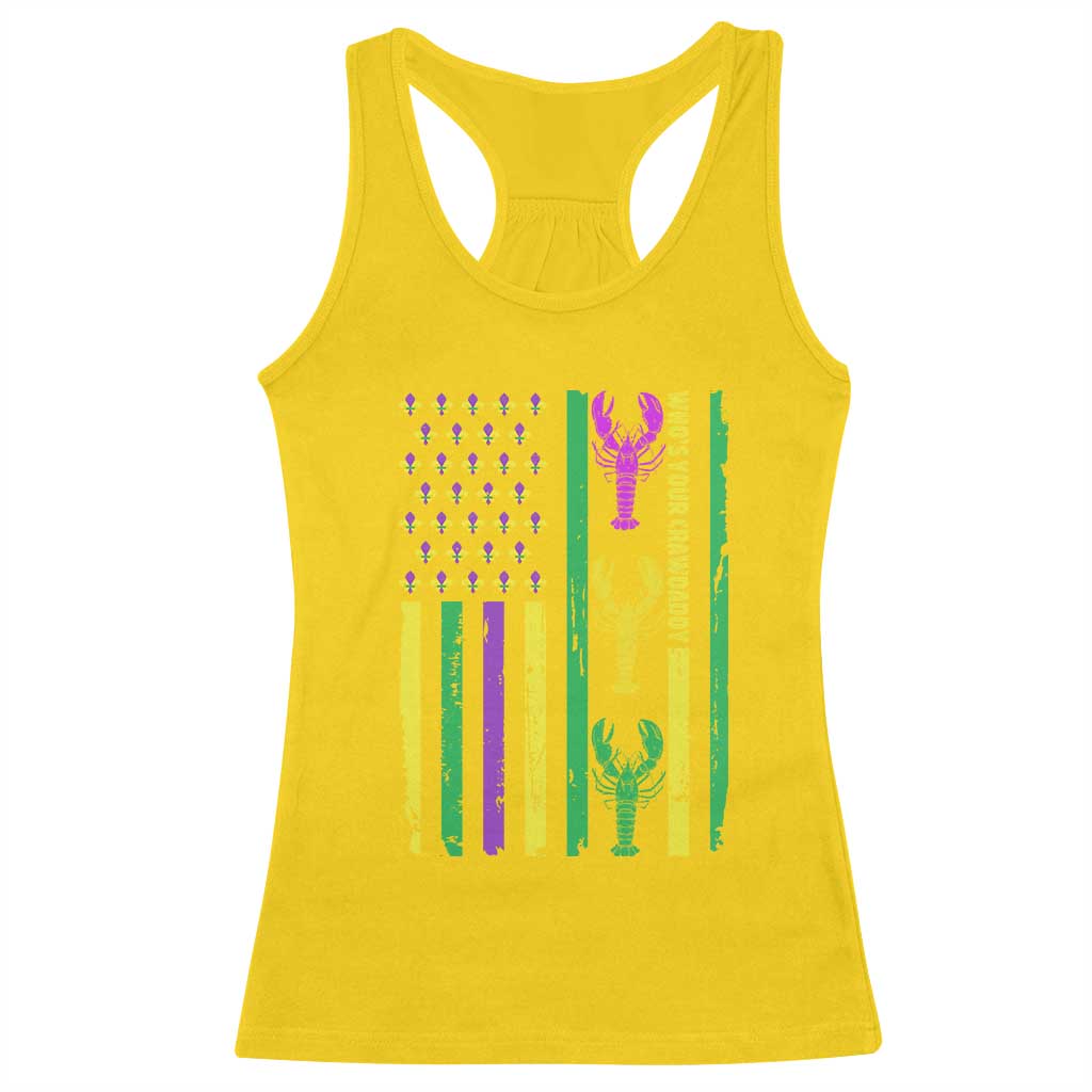 Funny Mardi Gras Crawfish Racerback Tank Top Whos Your Crawdaddy USA American Flag Carnival TS10 Daisy Print Your Wear