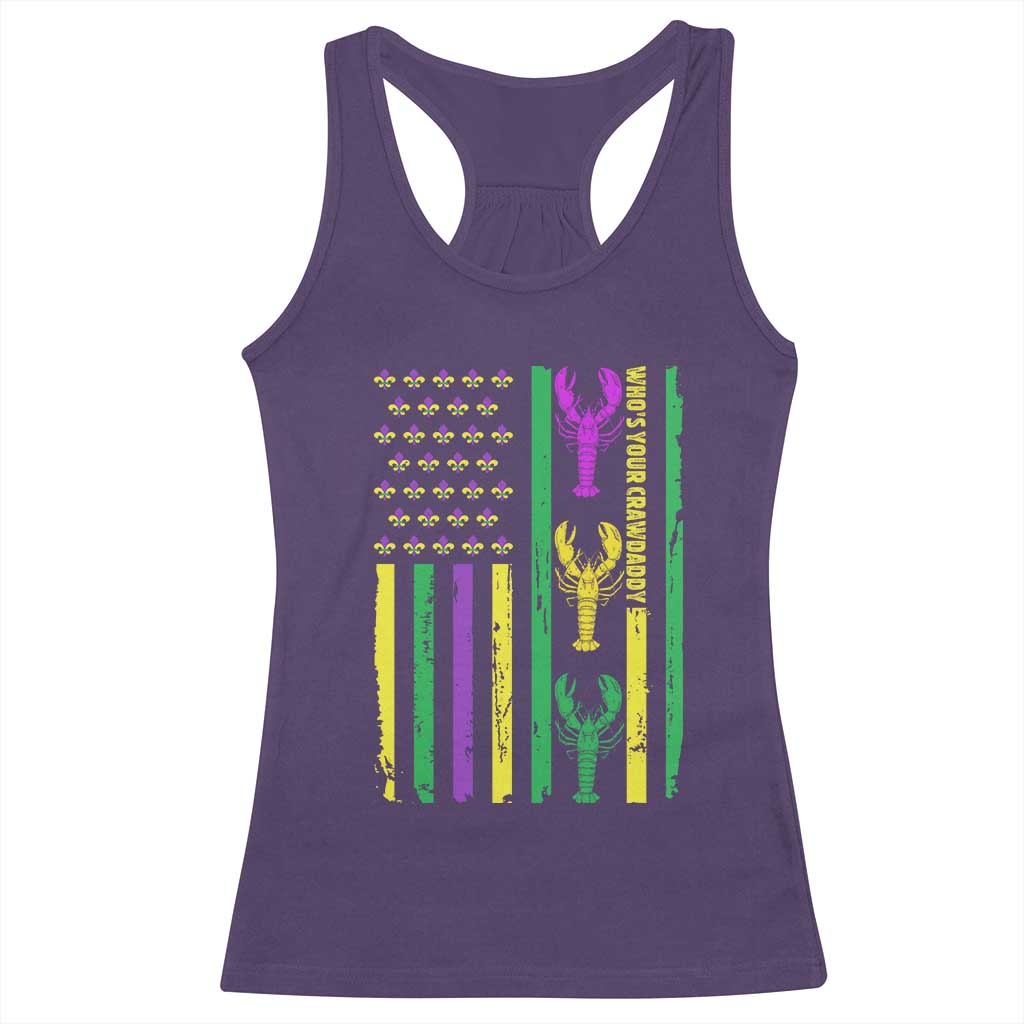Funny Mardi Gras Crawfish Racerback Tank Top Whos Your Crawdaddy USA American Flag Carnival TS10 Purple Print Your Wear