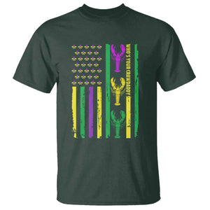 Funny Mardi Gras Crawfish T Shirt Whos Your Crawdaddy USA American Flag Carnival TS10 Dark Forest Green Print Your Wear