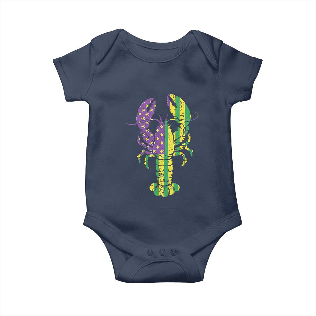 Carnival Mardi Gras USA American Flag Crawfish Baby Onesie TS10 Navy Print Your Wear