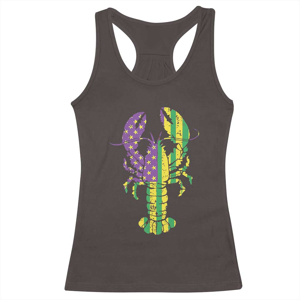 Carnival Mardi Gras USA American Flag Crawfish Racerback Tank Top TS10 Dark Chocolate Print Your Wear