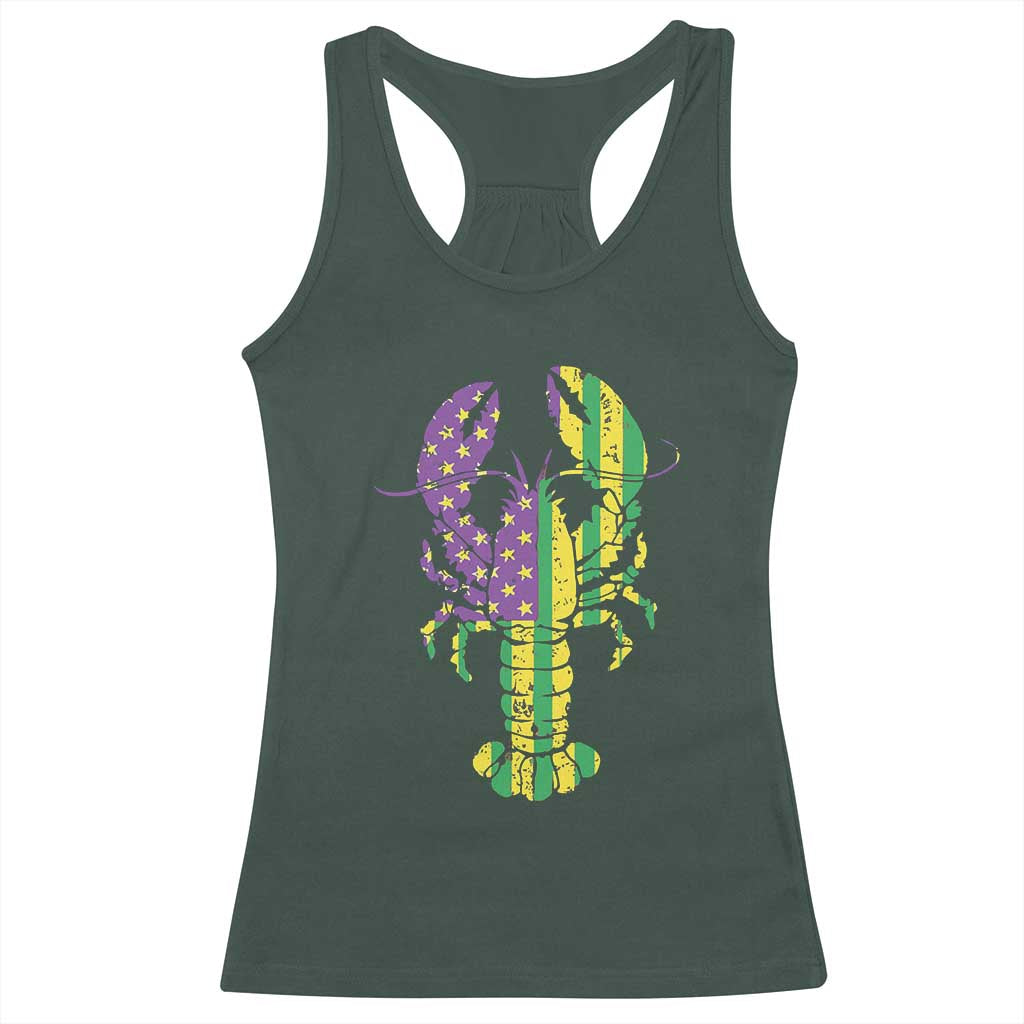 Carnival Mardi Gras USA American Flag Crawfish Racerback Tank Top TS10 Dark Forest Green Print Your Wear