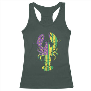 Carnival Mardi Gras USA American Flag Crawfish Racerback Tank Top TS10 Dark Forest Green Print Your Wear