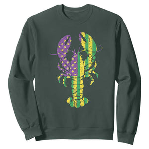 Carnival Mardi Gras USA American Flag Crawfish Sweatshirt TS10 Dark Forest Green Print Your Wear