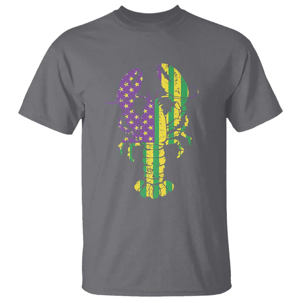 Carnival Mardi Gras USA American Flag Crawfish T Shirt TS10 Charcoal Print Your Wear