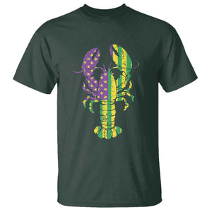 Carnival Mardi Gras USA American Flag Crawfish T Shirt TS10 Dark Forest Green Print Your Wear
