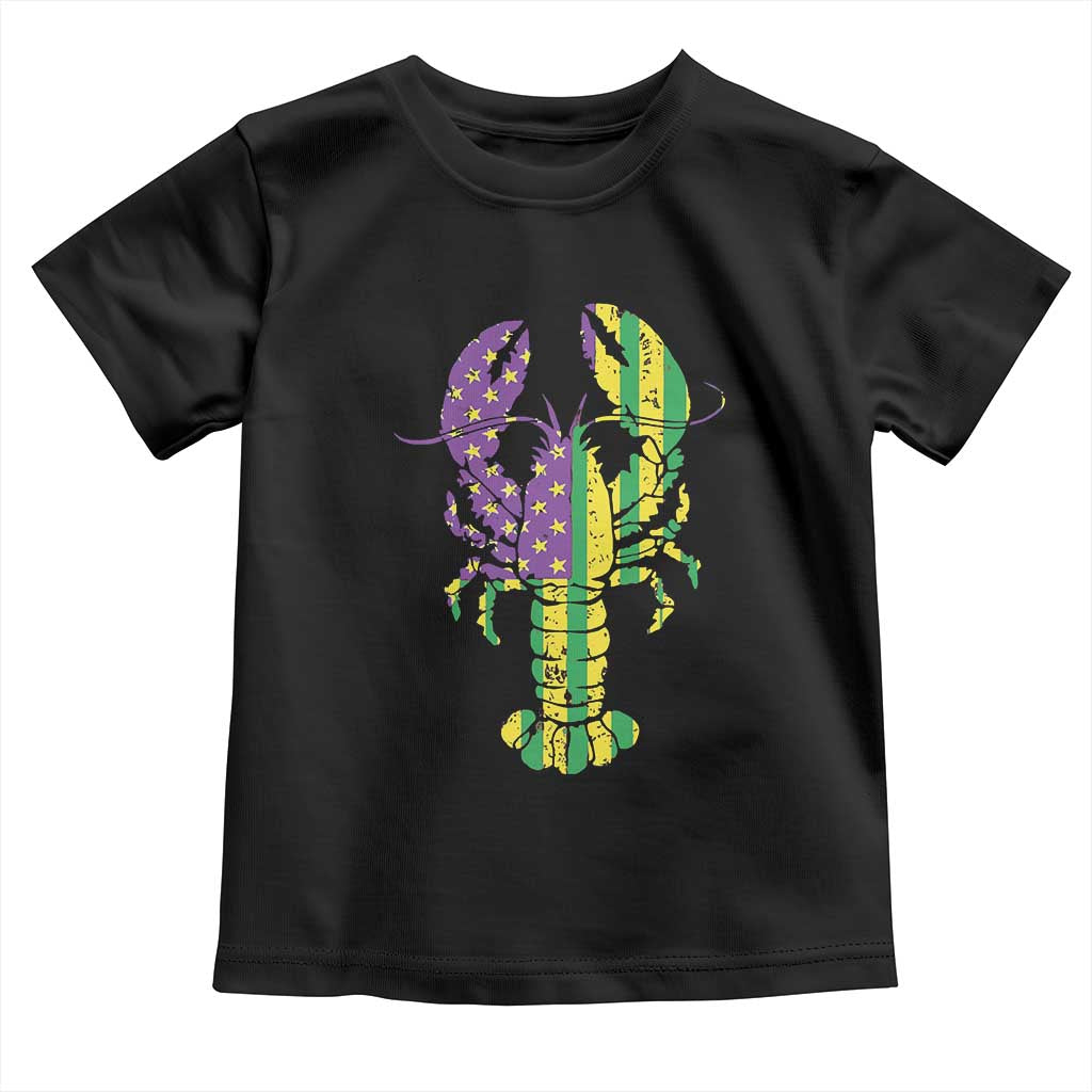 Carnival Mardi Gras USA American Flag Crawfish Toddler T Shirt TS10 Black Print Your Wear