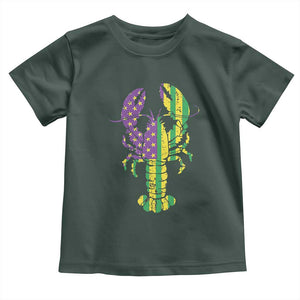 Carnival Mardi Gras USA American Flag Crawfish Toddler T Shirt TS10 Dark Forest Green Print Your Wear