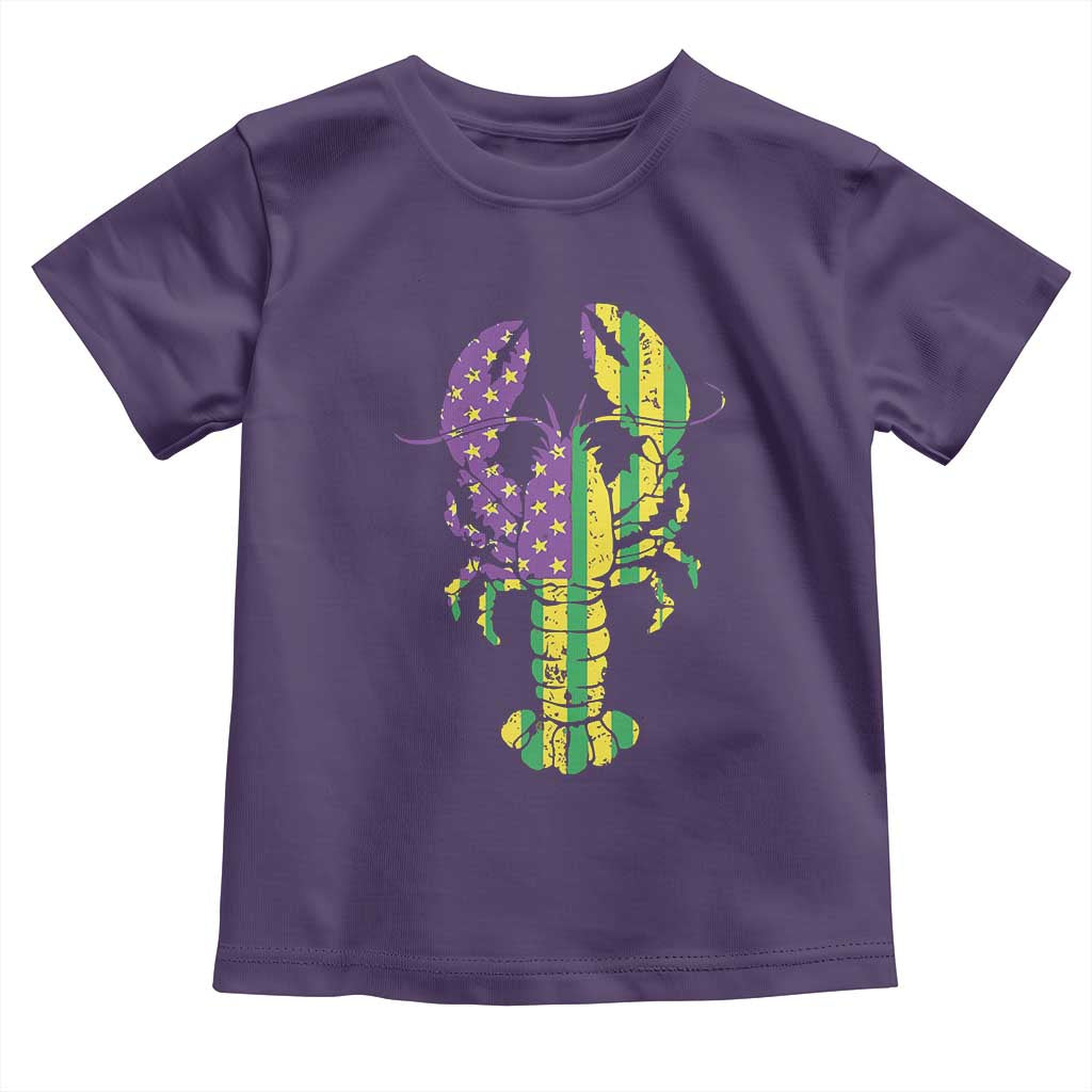 Carnival Mardi Gras USA American Flag Crawfish Toddler T Shirt TS10 Purple Print Your Wear