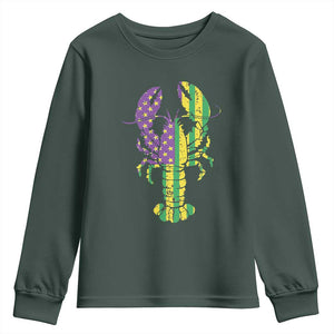 Carnival Mardi Gras USA American Flag Crawfish Youth Sweatshirt TS10 Dark Forest Green Print Your Wear