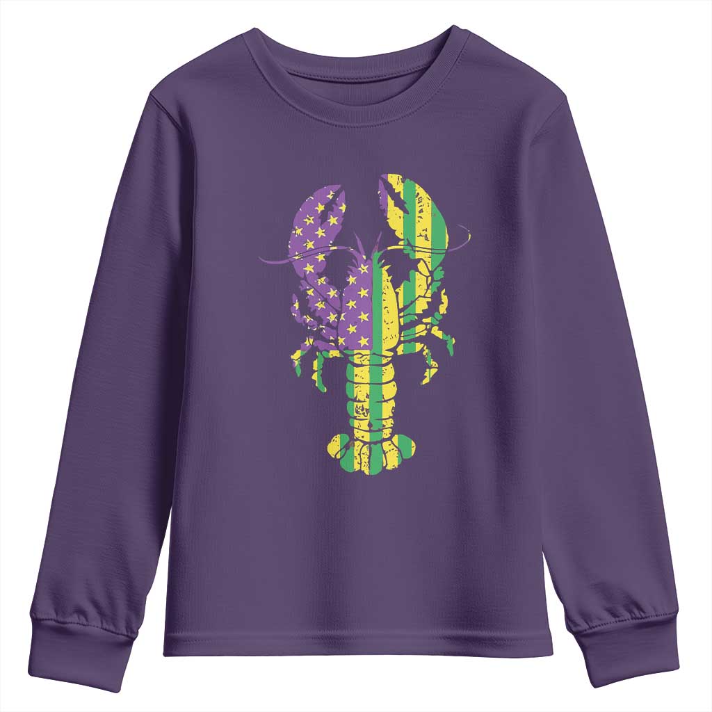 Carnival Mardi Gras USA American Flag Crawfish Youth Sweatshirt TS10 Purple Print Your Wear