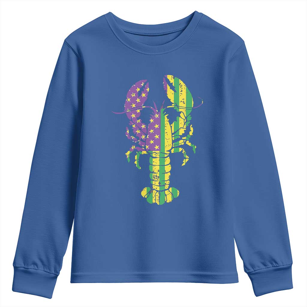 Carnival Mardi Gras USA American Flag Crawfish Youth Sweatshirt TS10 Royal Blue Print Your Wear