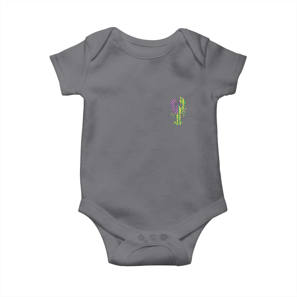 Carnival Mardi Gras USA American Flag Crawfish Pocket Baby Onesie TS10 Charcoal Print Your Wear