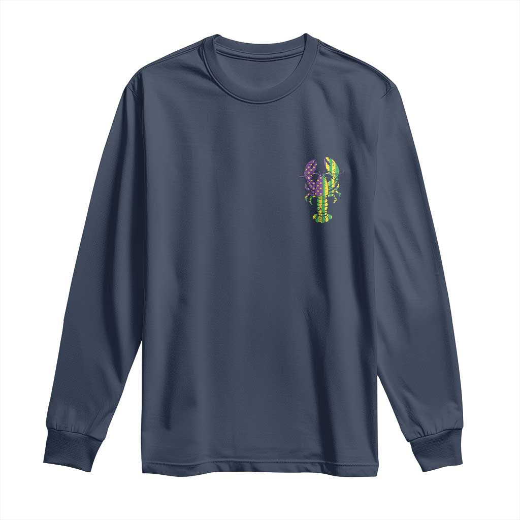 Carnival Mardi Gras USA American Flag Crawfish Pocket Long Sleeve Shirt TS10 Navy Print Your Wear