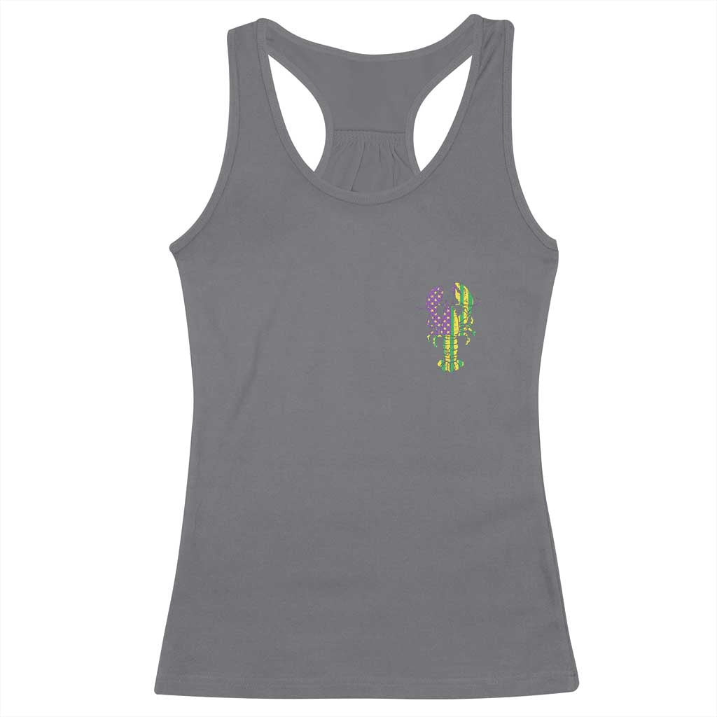 Carnival Mardi Gras USA American Flag Crawfish Pocket Racerback Tank Top TS10 Charcoal Print Your Wear