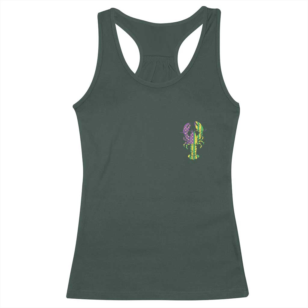 Carnival Mardi Gras USA American Flag Crawfish Pocket Racerback Tank Top TS10 Dark Forest Green Print Your Wear