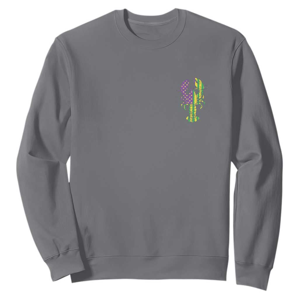 Carnival Mardi Gras USA American Flag Crawfish Pocket Sweatshirt TS10 Charcoal Print Your Wear
