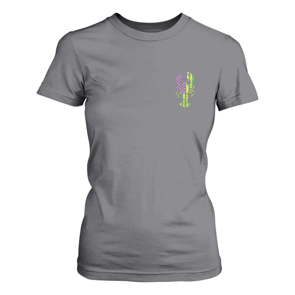 Carnival Mardi Gras USA American Flag Crawfish Pocket T Shirt For Women TS10 Charcoal Print Your Wear