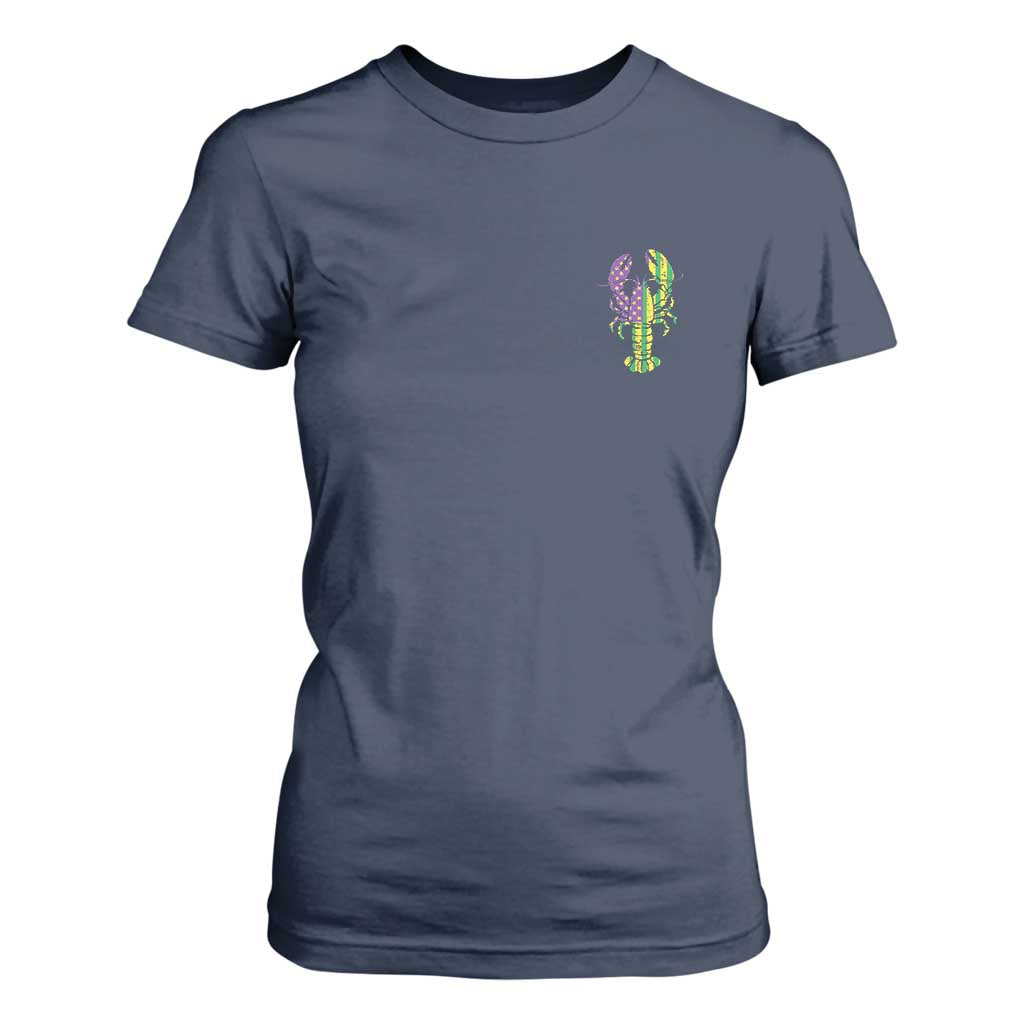 Carnival Mardi Gras USA American Flag Crawfish Pocket T Shirt For Women TS10 Navy Print Your Wear