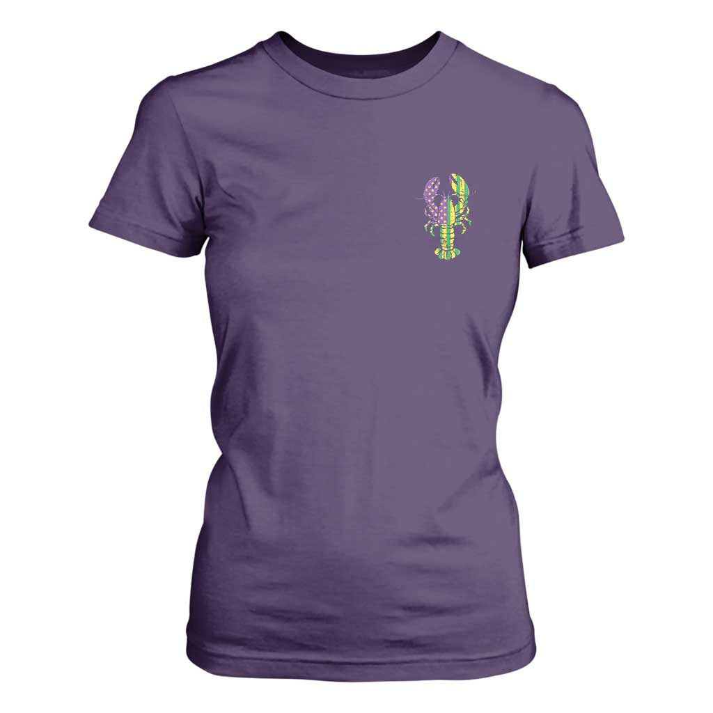 Carnival Mardi Gras USA American Flag Crawfish Pocket T Shirt For Women TS10 Purple Print Your Wear