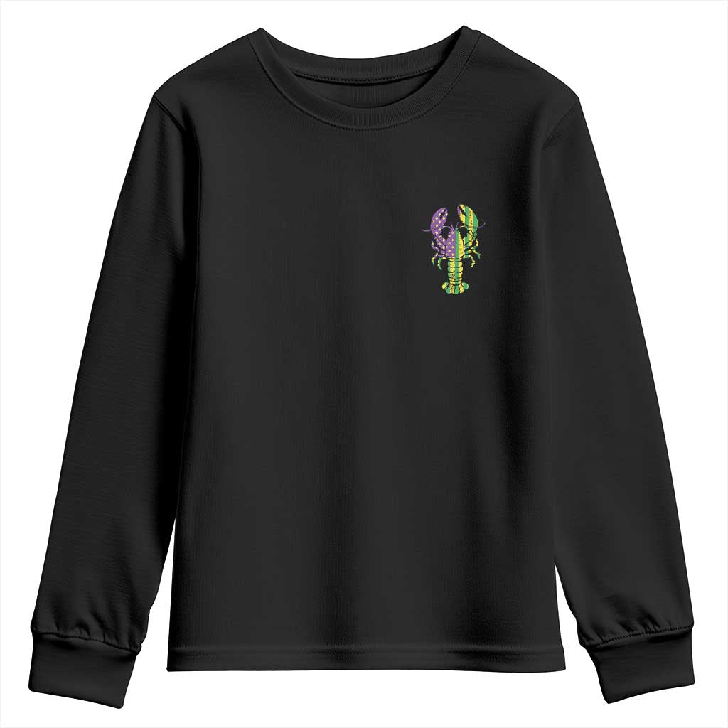 Carnival Mardi Gras USA American Flag Crawfish Pocket Youth Sweatshirt TS10 Black Print Your Wear