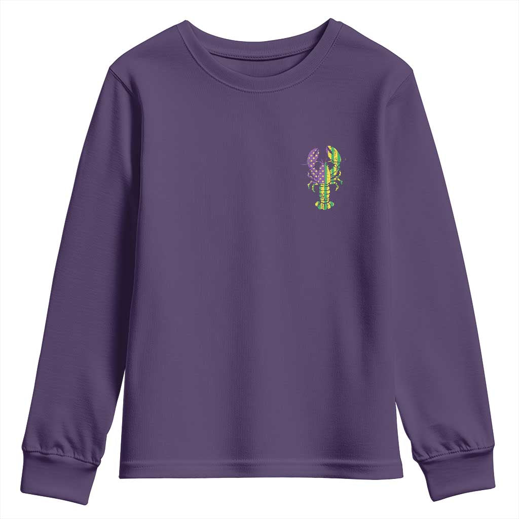 Carnival Mardi Gras USA American Flag Crawfish Pocket Youth Sweatshirt TS10 Purple Print Your Wear