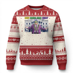 Trump Mardi Gras Ugly Christmas Sweater Carnival New Orleans Trip Parade Outfit TS10 Beige Red Print Your Wear
