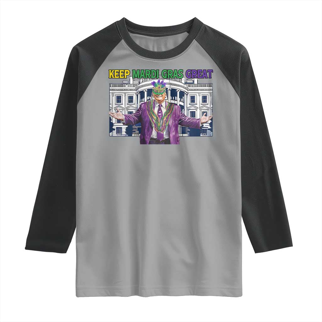 Trump Mardi Gras Raglan Shirt Carnival New Orleans Trip Parade Outfit TS10 Sport Gray Black Print Your Wear
