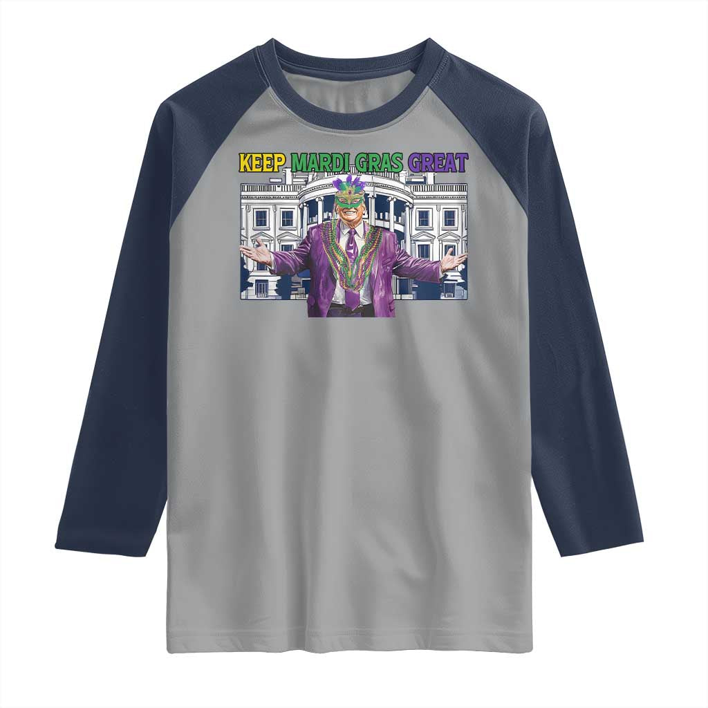 Trump Mardi Gras Raglan Shirt Carnival New Orleans Trip Parade Outfit TS10 Sport Gray Navy Print Your Wear