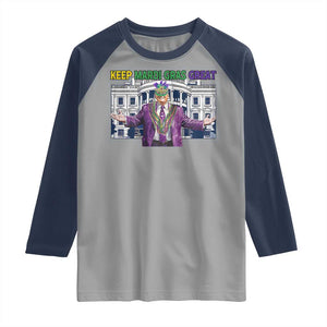 Trump Mardi Gras Raglan Shirt Carnival New Orleans Trip Parade Outfit TS10 Sport Gray Navy Print Your Wear