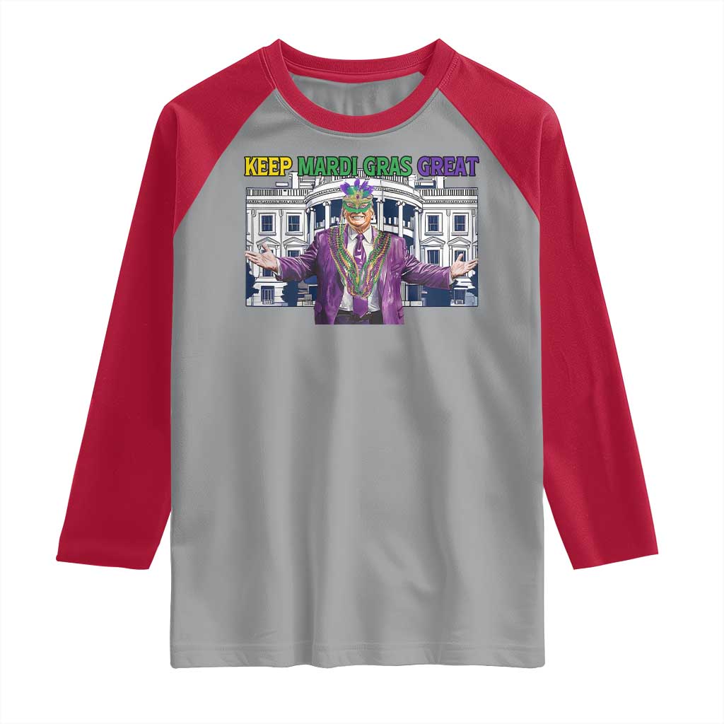 Trump Mardi Gras Raglan Shirt Carnival New Orleans Trip Parade Outfit TS10 Sport Gray Red Print Your Wear