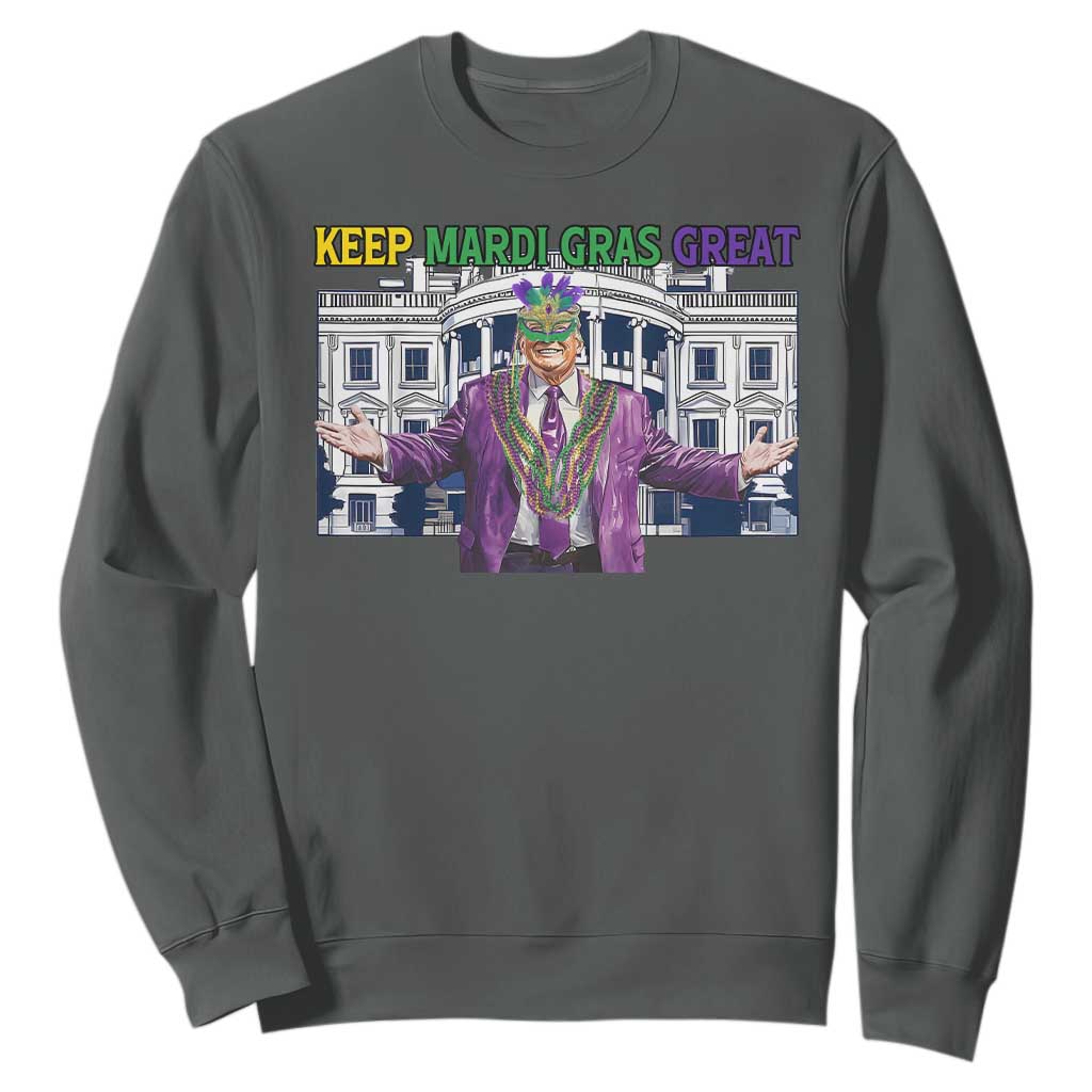 Trump Mardi Gras Sweatshirt Carnival New Orleans Trip Parade Outfit TS10 Dark Heather Print Your Wear