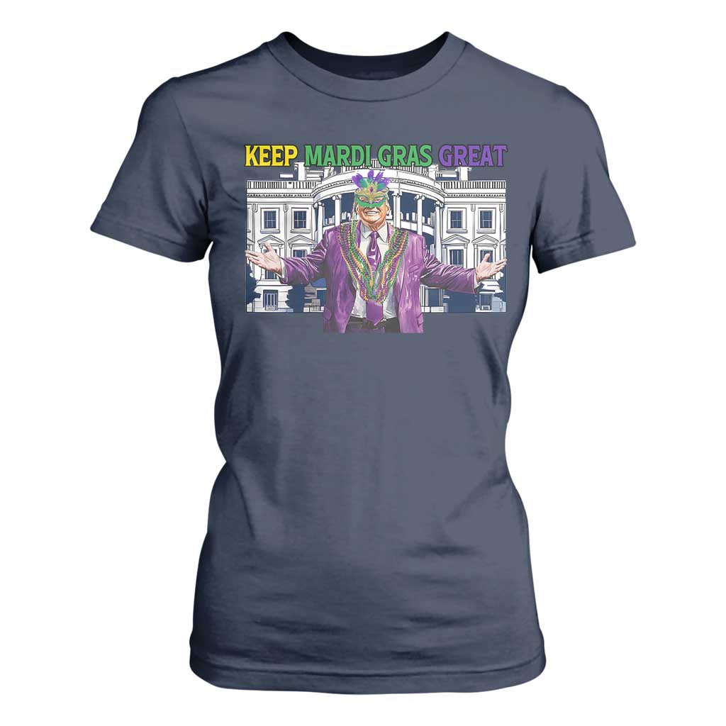 Trump Mardi Gras T Shirt For Women Carnival New Orleans Trip Parade Outfit TS10 Navy Print Your Wear