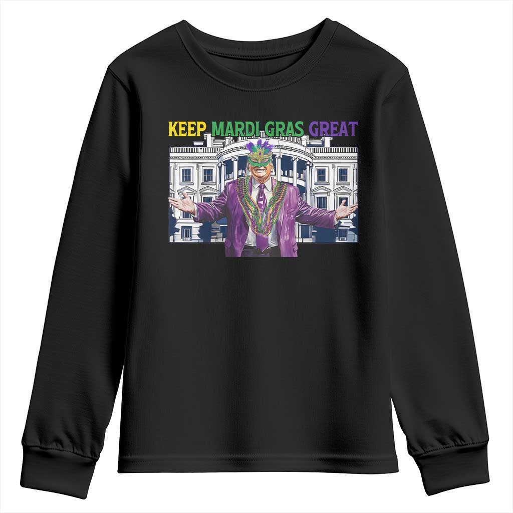 Trump Mardi Gras Youth Sweatshirt Carnival New Orleans Trip Parade Outfit TS10 Black Print Your Wear