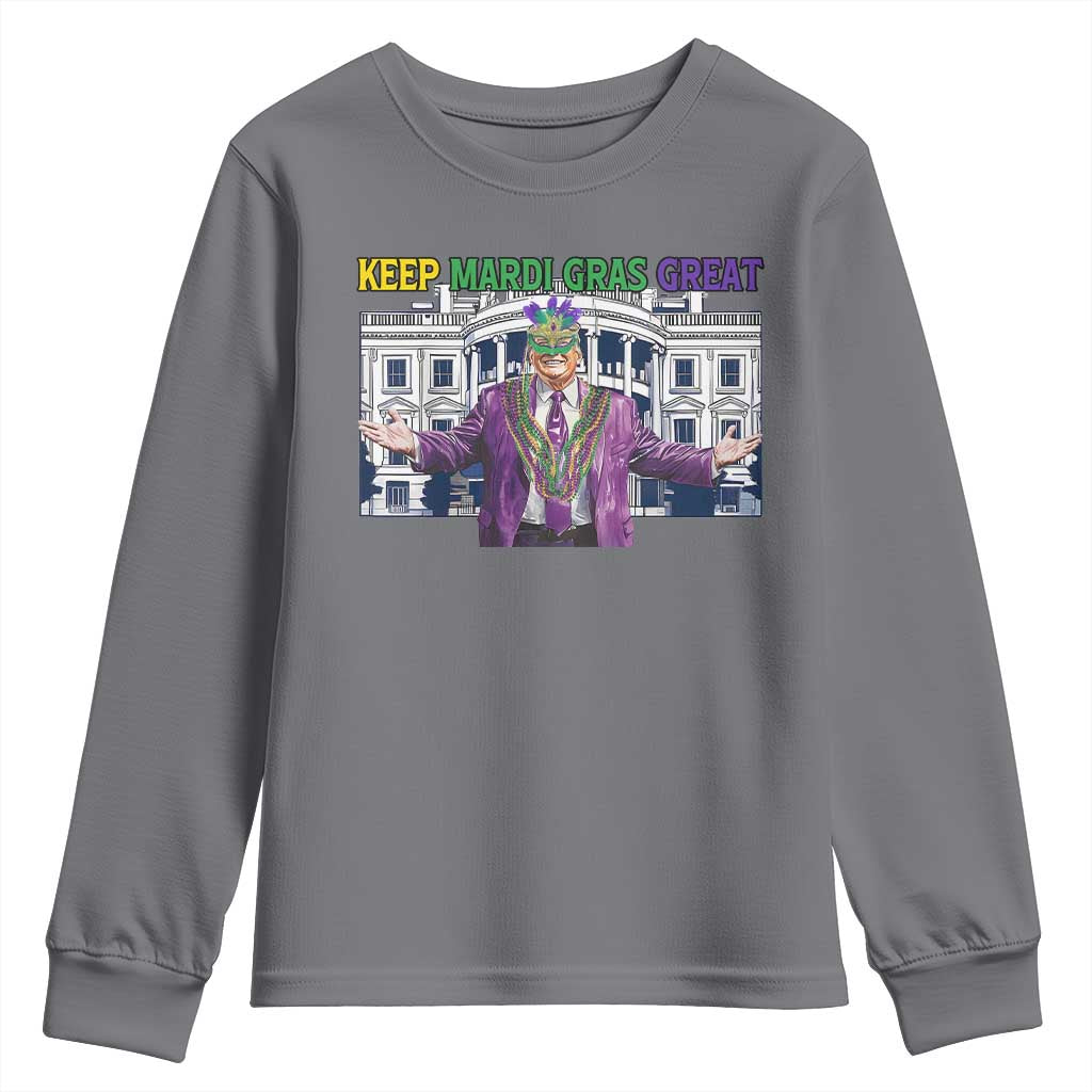 Trump Mardi Gras Youth Sweatshirt Carnival New Orleans Trip Parade Outfit TS10 Charcoal Print Your Wear