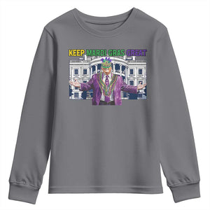 Trump Mardi Gras Youth Sweatshirt Carnival New Orleans Trip Parade Outfit TS10 Charcoal Print Your Wear