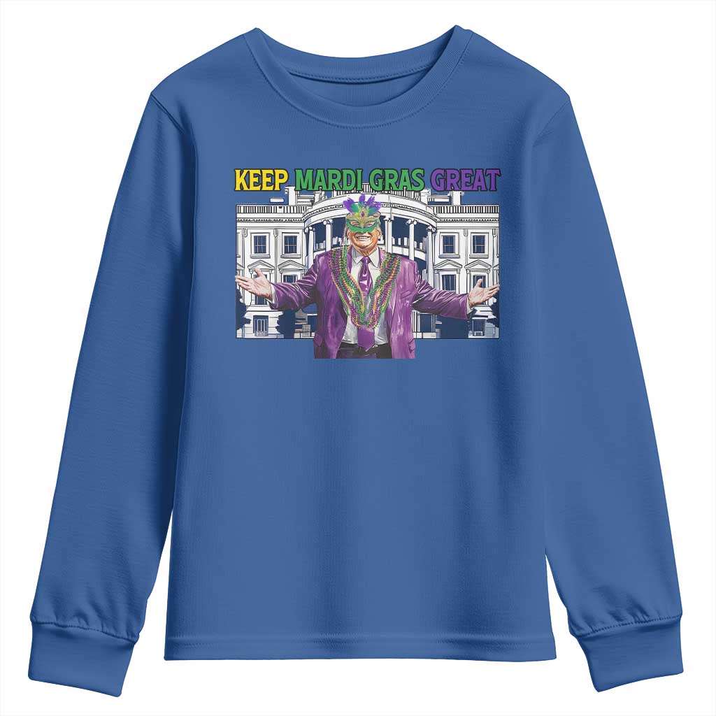 Trump Mardi Gras Youth Sweatshirt Carnival New Orleans Trip Parade Outfit TS10 Royal Blue Print Your Wear