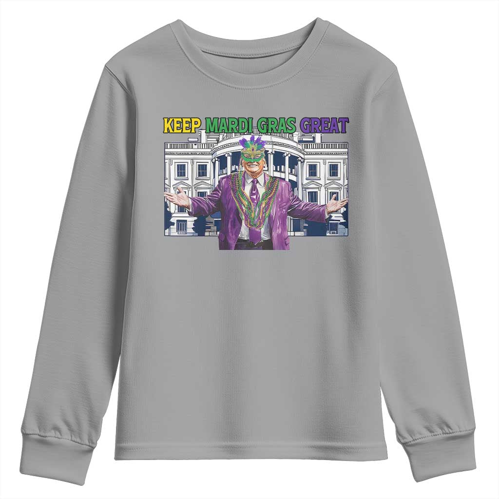 Trump Mardi Gras Youth Sweatshirt Carnival New Orleans Trip Parade Outfit TS10 Sport Gray Print Your Wear