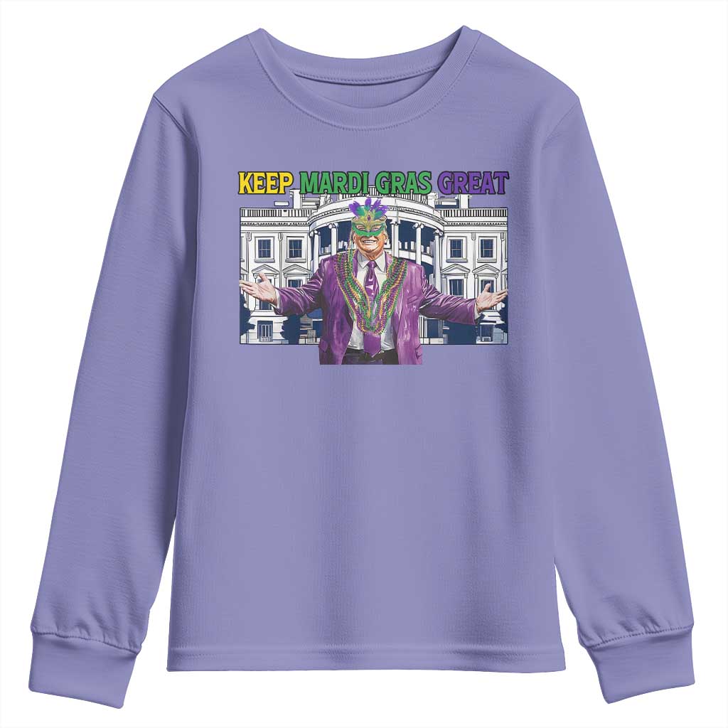 Trump Mardi Gras Youth Sweatshirt Carnival New Orleans Trip Parade Outfit TS10 Violet Print Your Wear