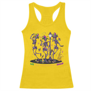 Funny Mardi Gras Racerback Tank Top Dancing Skeleton Let The Shenanigans Begin TS10 Daisy Print Your Wear