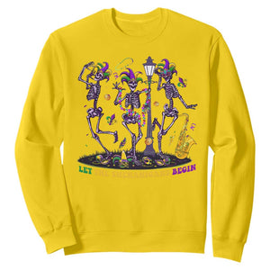 Funny Mardi Gras Sweatshirt Dancing Skeleton Let The Shenanigans Begin TS10 Daisy Print Your Wear