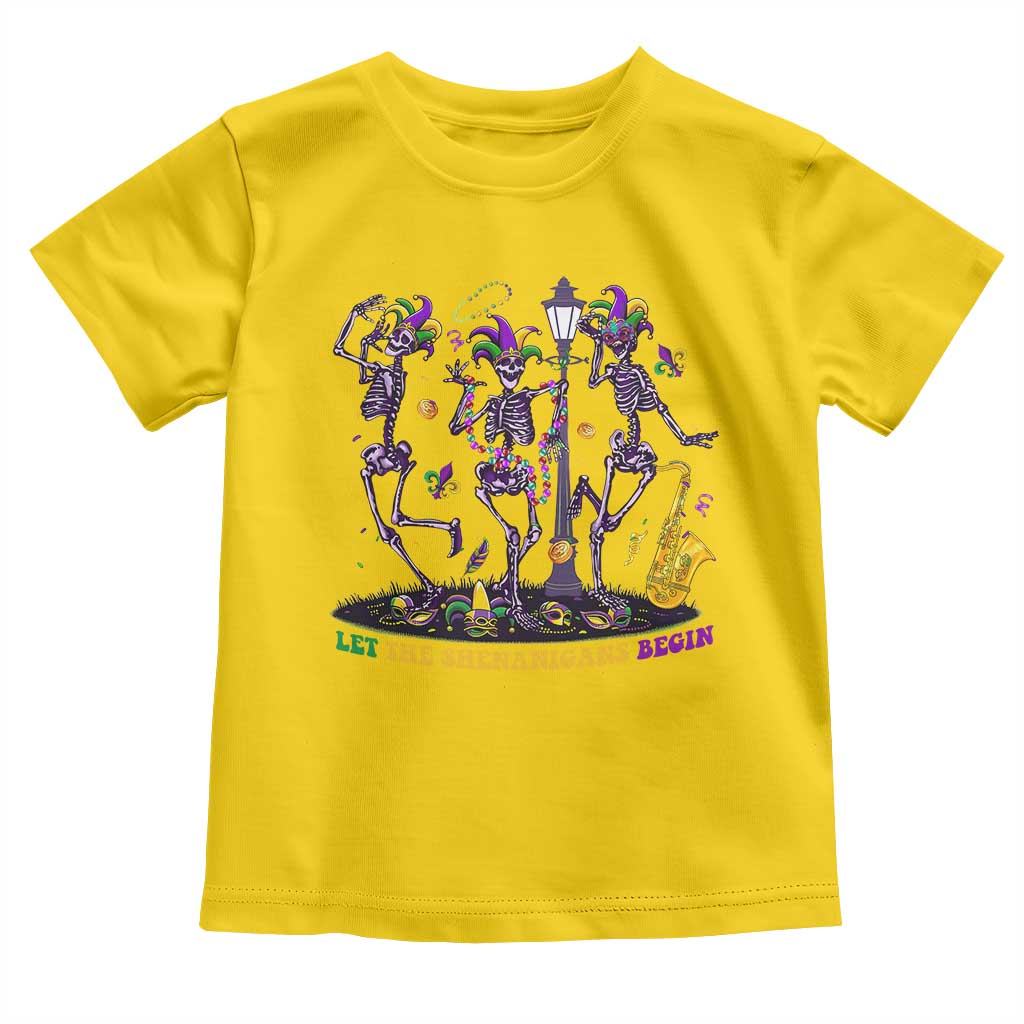 Funny Mardi Gras Toddler T Shirt Dancing Skeleton Let The Shenanigans Begin TS10 Daisy Print Your Wear