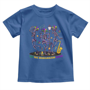 Funny Mardi Gras Toddler T Shirt Dancing Skeleton Let The Shenanigans Begin TS10 Royal Blue Print Your Wear